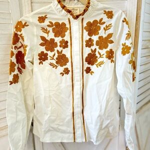 NWT LES COMPOSANTES POUR SEZANE Button Down Fall Floral Long-sleeve 100% cotton